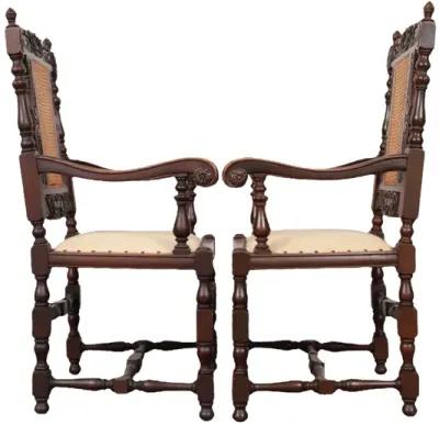 Jacobean Cane Back Armchairs - a Pair - Interesting Things - Brown