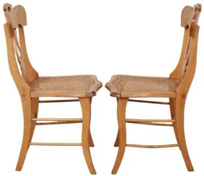 Antique Burlwood Caned Chairs - a Pair - Interesting Things - Brown