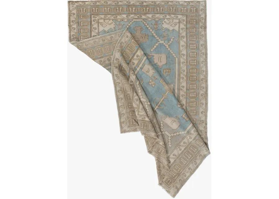 Turkish Oushak Rug 5'5 X 8'2 - Blue - Blue