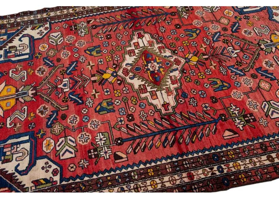 Persian Red Geometric Wool Rug - Apadana - Red