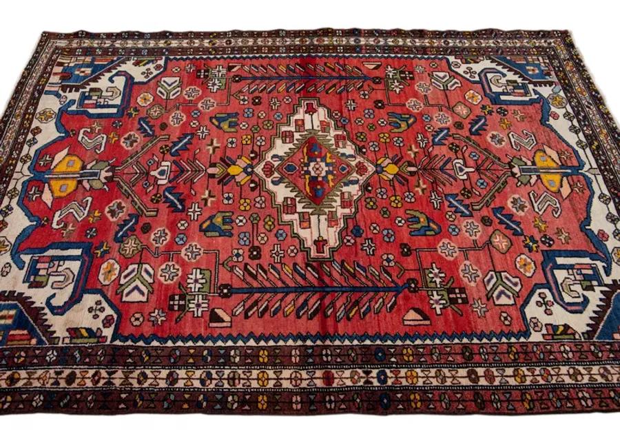 Persian Red Geometric Wool Rug - Apadana - Red