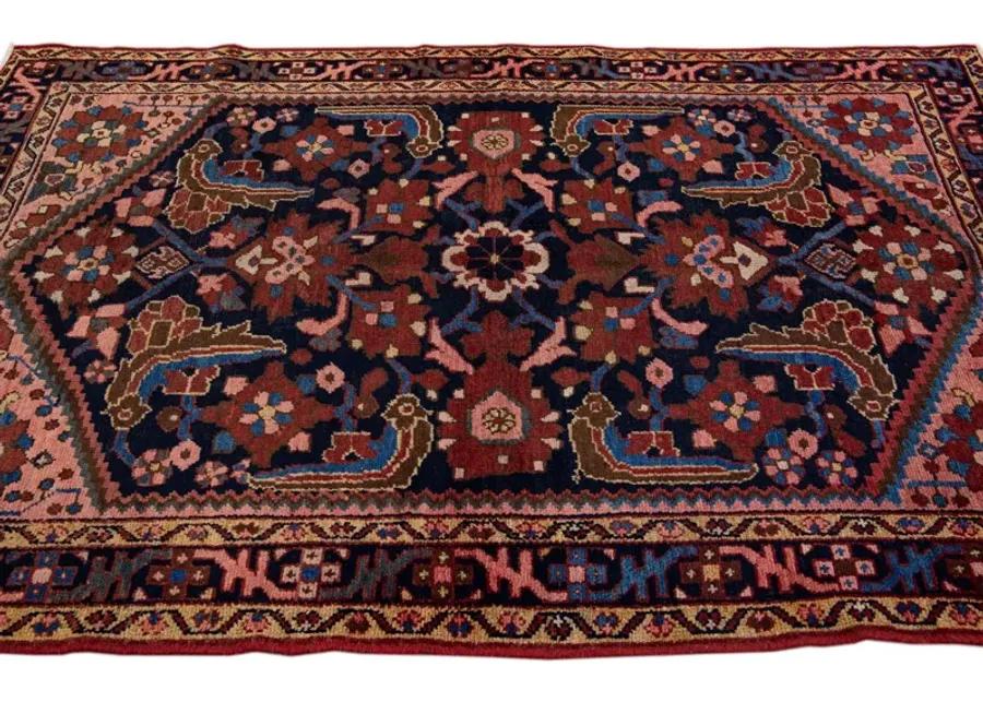 Persian Blue Floral Wool Rug - Apadana - Blue