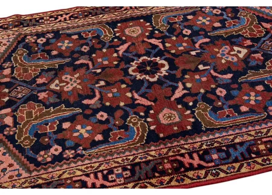 Persian Blue Floral Wool Rug - Apadana - Blue