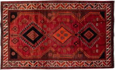 Persian Red Geometric Wool Rug - Apadana - Red