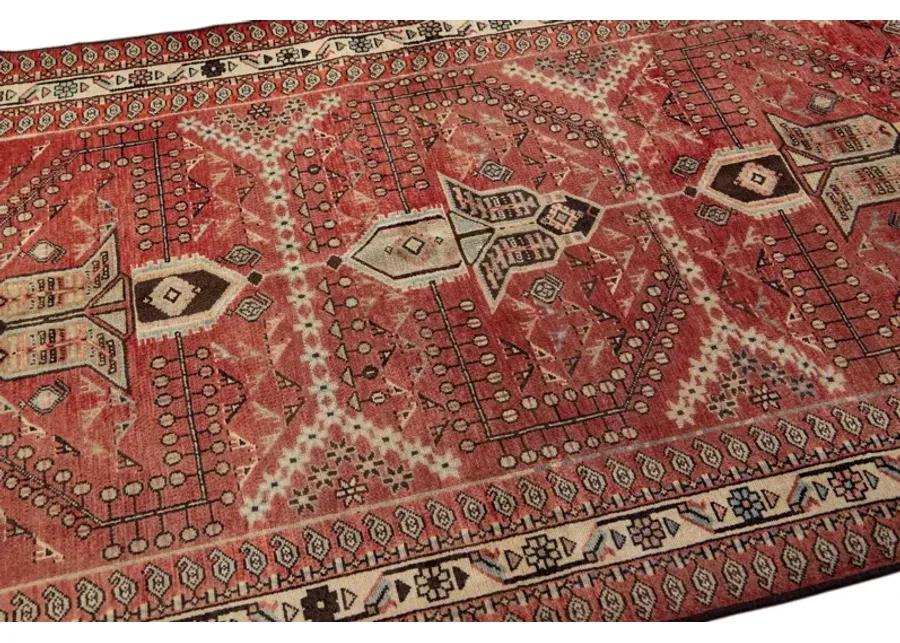 Persian Red Geometric Wool Rug - Apadana - Red