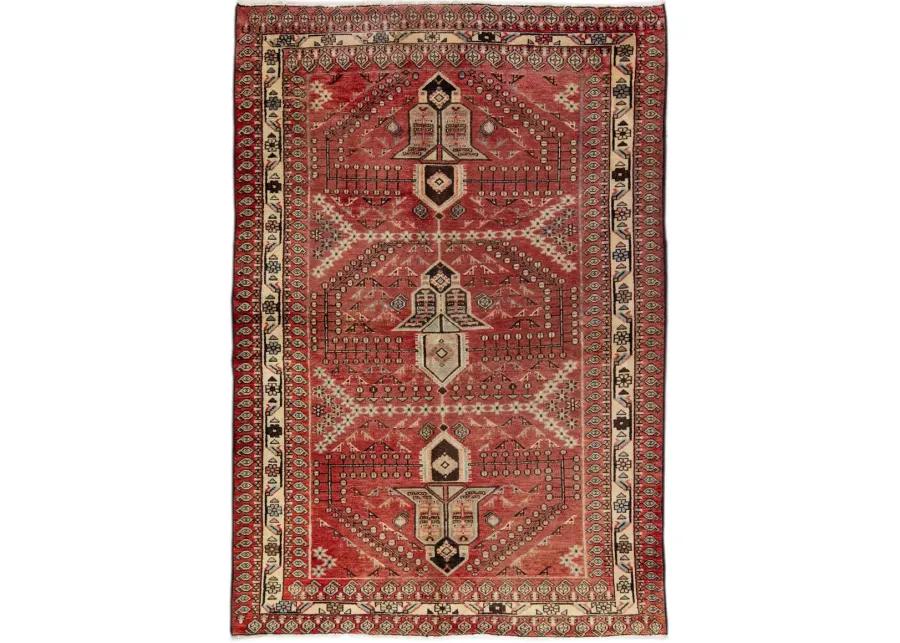 Persian Red Geometric Wool Rug - Apadana - Red