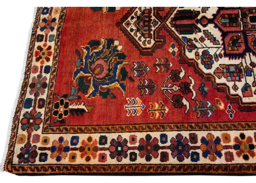 Vintage Persian Red Medallion Wool Rug - Apadana - Red