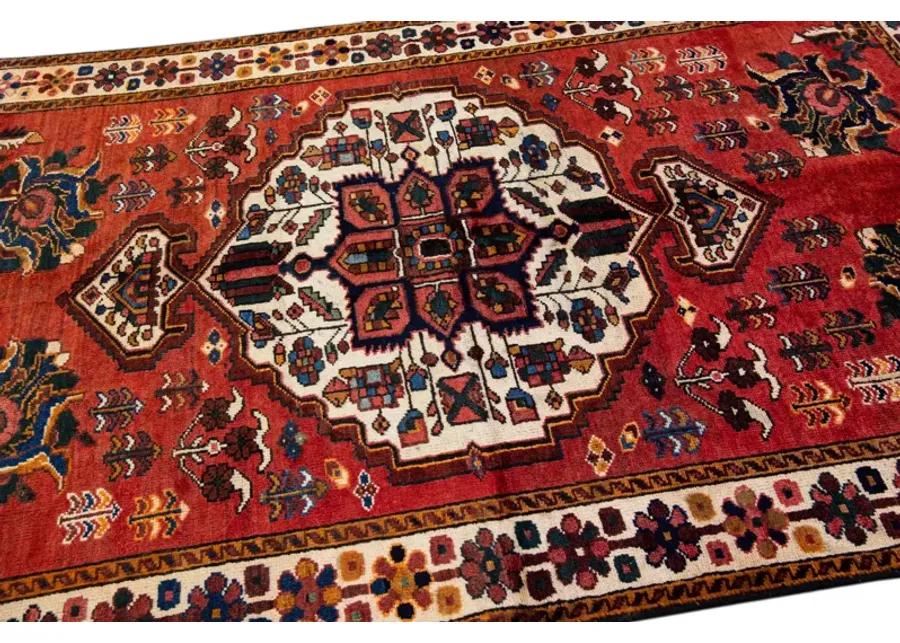 Vintage Persian Red Medallion Wool Rug - Apadana - Red