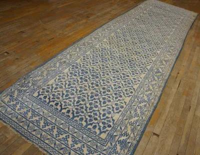 20th Century Indian Cotton Agra 4' x 14' - Blue