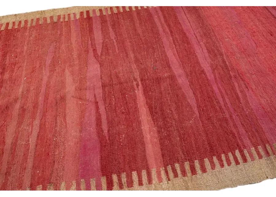 Vintage Kilim Red Wool Runner Rug - Apadana - Red