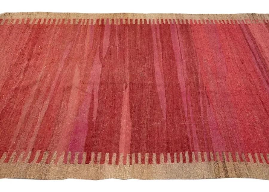 Vintage Kilim Red Wool Runner Rug - Apadana - Red