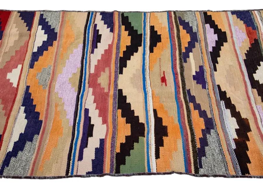 Vintage Kilim Beige Wool Runner Rug - Apadana - Beige