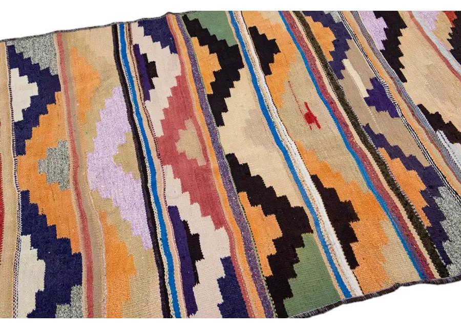 Vintage Kilim Beige Wool Runner Rug - Apadana - Beige