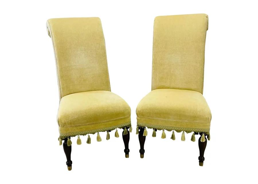 Lillian August High Back Side Chairs - Pr - 2-b-Modern - Green