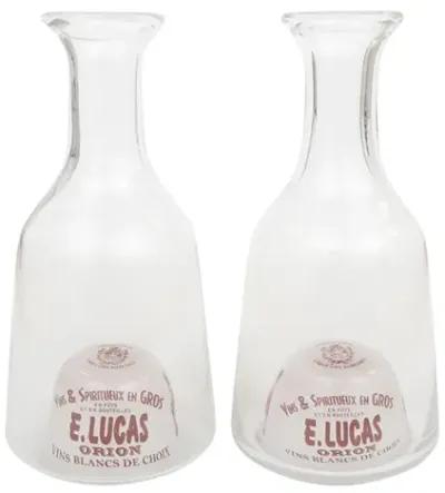 French Bistro Glass Carafes - a Pair - Interesting Things - Clear