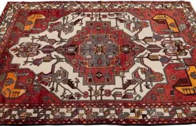 Handmade Red Geometric Wool Rug - Apadana - Red