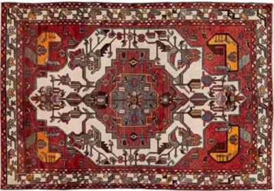 Handmade Red Geometric Wool Rug - Apadana - Red