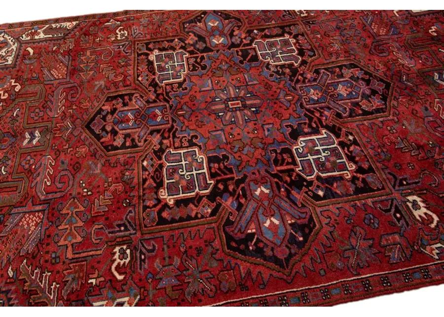 Vintage Handmade Heriz Red Wool Rug - Apadana - Red