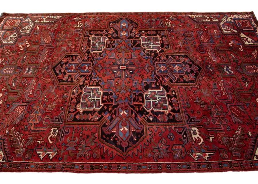 Vintage Handmade Heriz Red Wool Rug - Apadana - Red