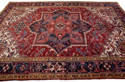 Vintage Handmade Red Medallion Wool Rug - Apadana - Red