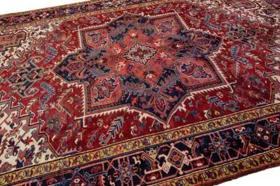 Vintage Handmade Red Medallion Wool Rug - Apadana - Red