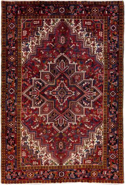 Vintage Handmade Heriz Red Wool Rug - Apadana - Red