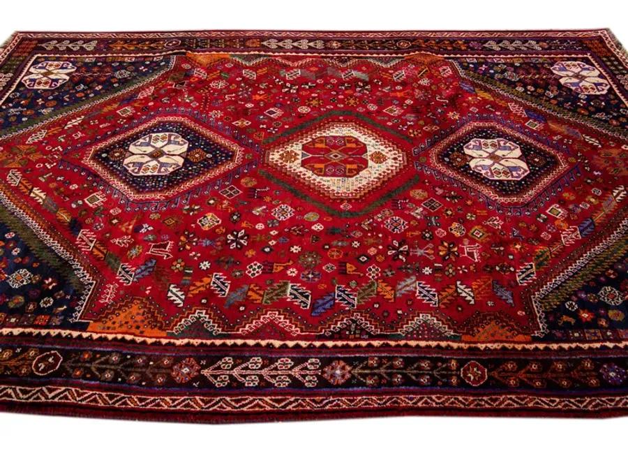 Vintage Handmade Red Medallion Wool Rug - Apadana - Red