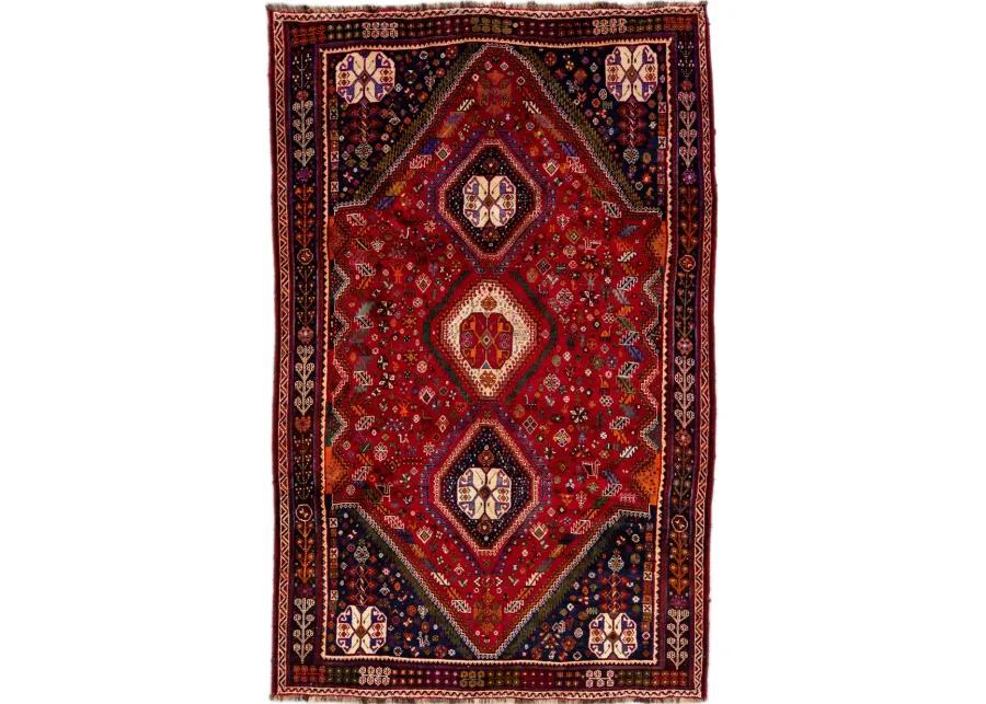 Vintage Handmade Red Medallion Wool Rug - Apadana - Red