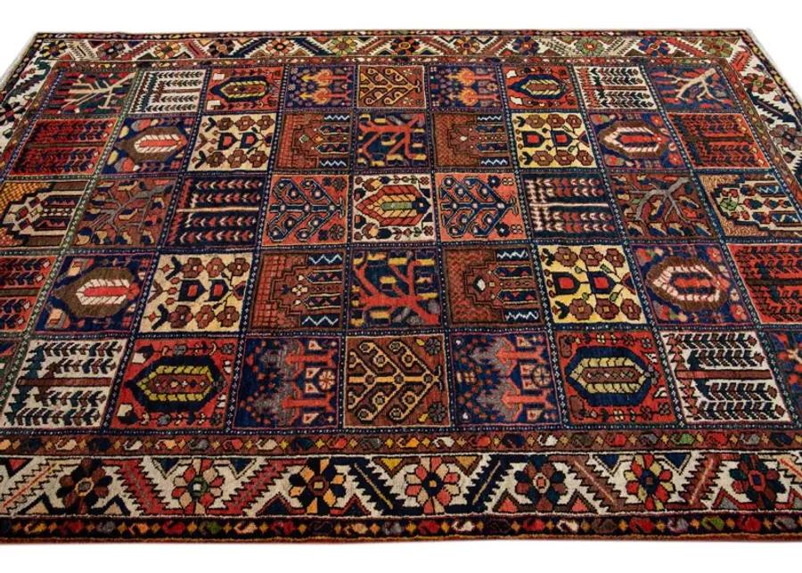 Vintage Handmade Bakhtiari Red Wool Rug - Apadana - Red