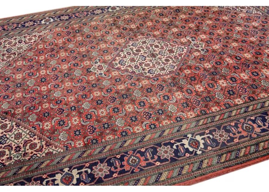 Vintage Handmade Tabriz Red Wool Rug - Apadana - Red