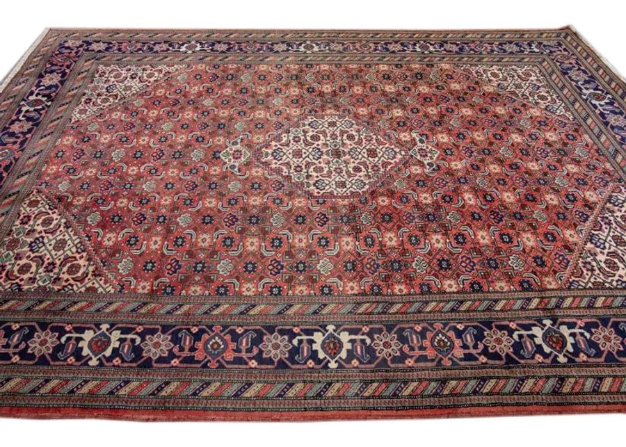 Vintage Handmade Tabriz Red Wool Rug - Apadana - Red