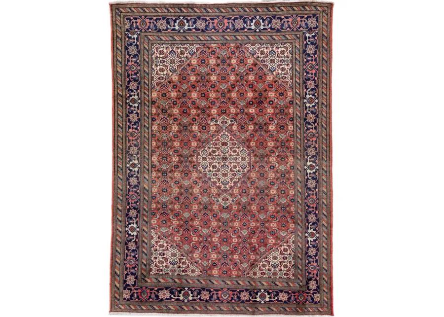 Vintage Handmade Tabriz Red Wool Rug - Apadana - Red