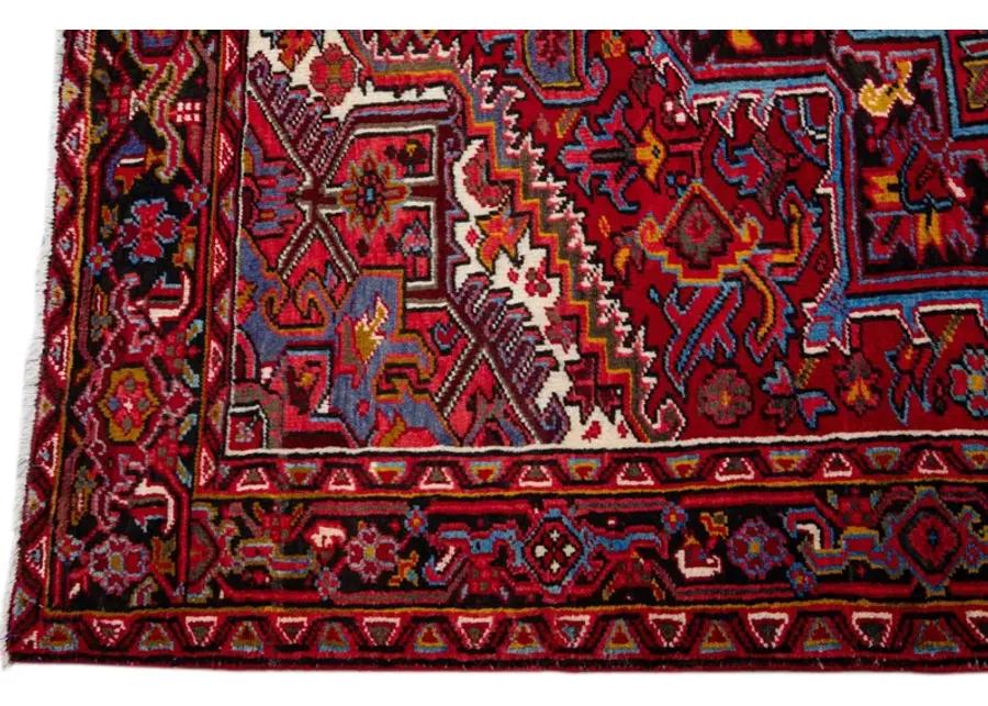 Vintage Handmade Heriz Red Wool Rug - Apadana - Red