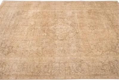 Vintage Beige Medallion Wool Rug - Apadana - Beige