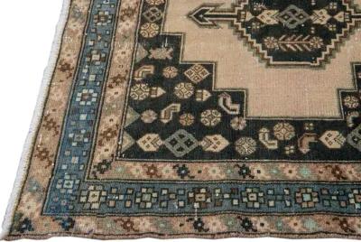 Vintage Tribal Blue & Beige Rug 4' x 6'1 - Apadana - Blue