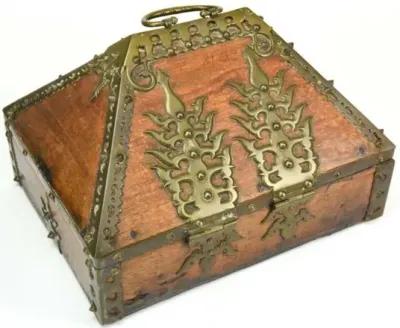 Antique Brides Box India Rosewood Brass - Antiquarian Art Company - Brown