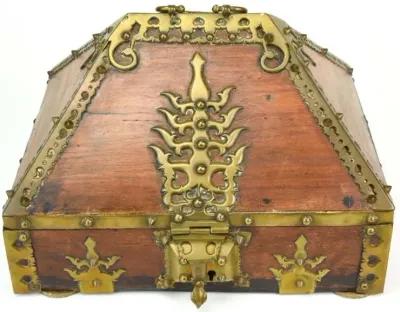 Antique Brides Box India Rosewood Brass - Antiquarian Art Company - Brown