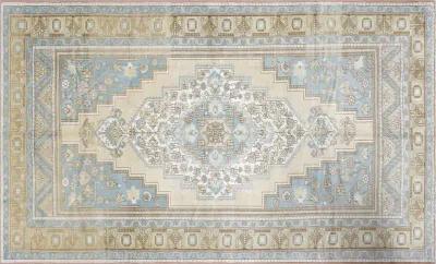 1960s Turkish Oushak Rug - 6'4"x10'5" - Nalbandian - Blue - Blue