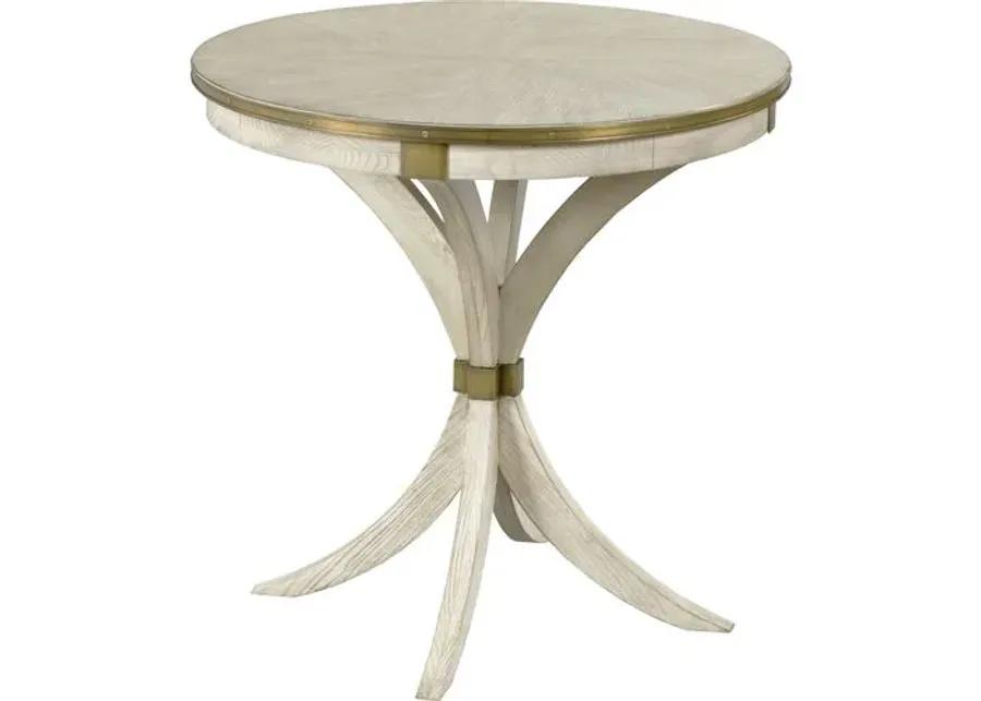 Adele Round Side Table - Ash/Brass - Beige