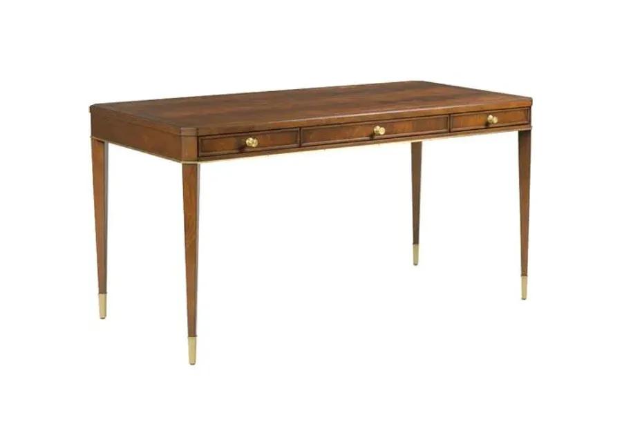 Liam Writing Table/Desk - Mahogany/Brass - Brown