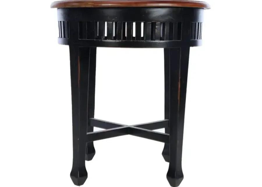 Krista Round Lamp Side Table - Walnut - Black