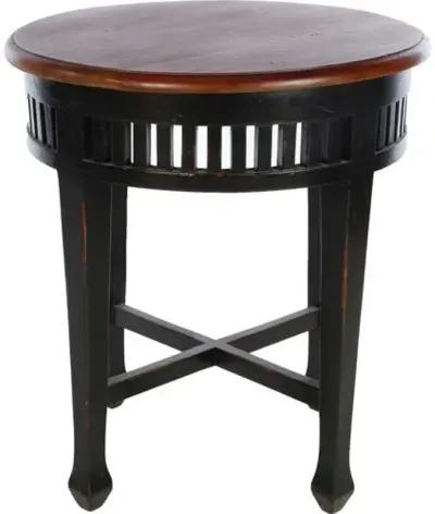 Krista Round Lamp Side Table - Walnut - Black