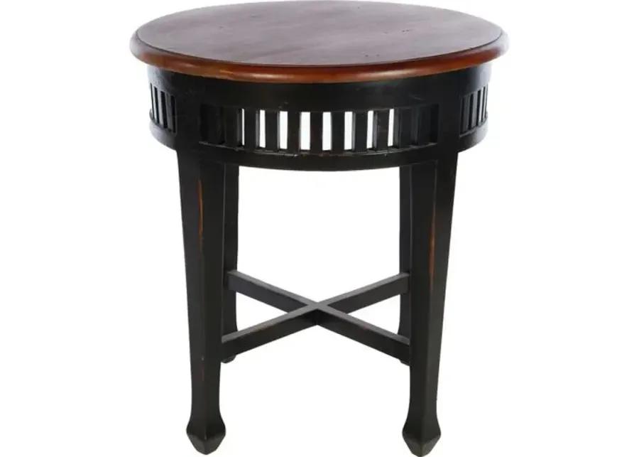 Krista Round Lamp Side Table - Walnut - Black