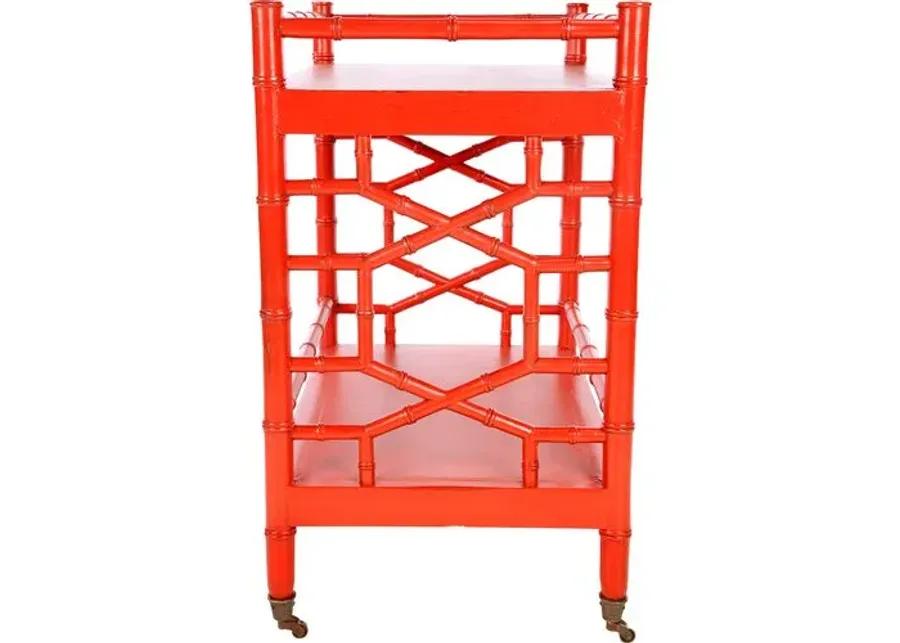 Marcia Chippendale Tea Cart - Red