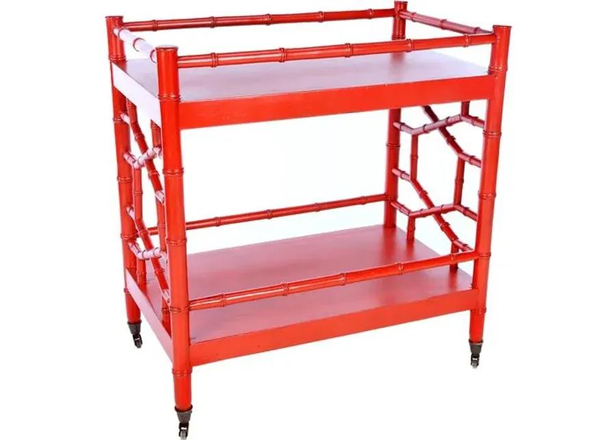 Marcia Chippendale Tea Cart - Red