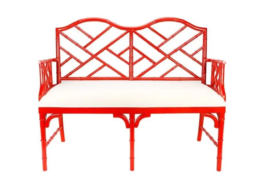 Marcia Chippendale Settee - Red - White