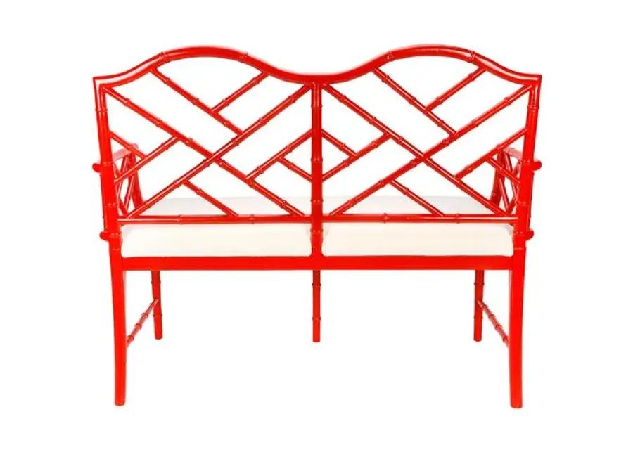 Marcia Chippendale Settee - Red - White