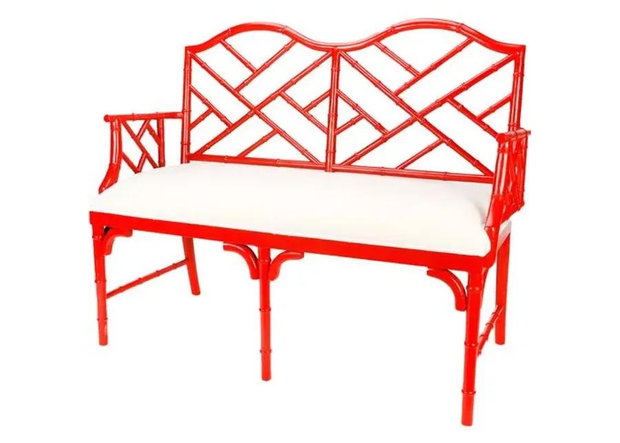 Marcia Chippendale Settee - Red - White