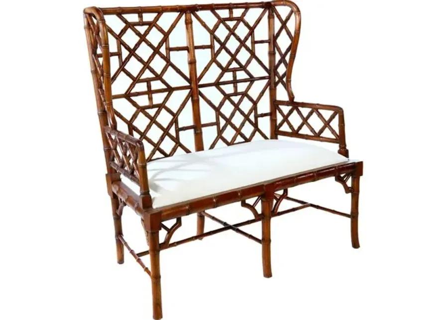 Tyra Wingback Chippendale Settee - Mahogany - White