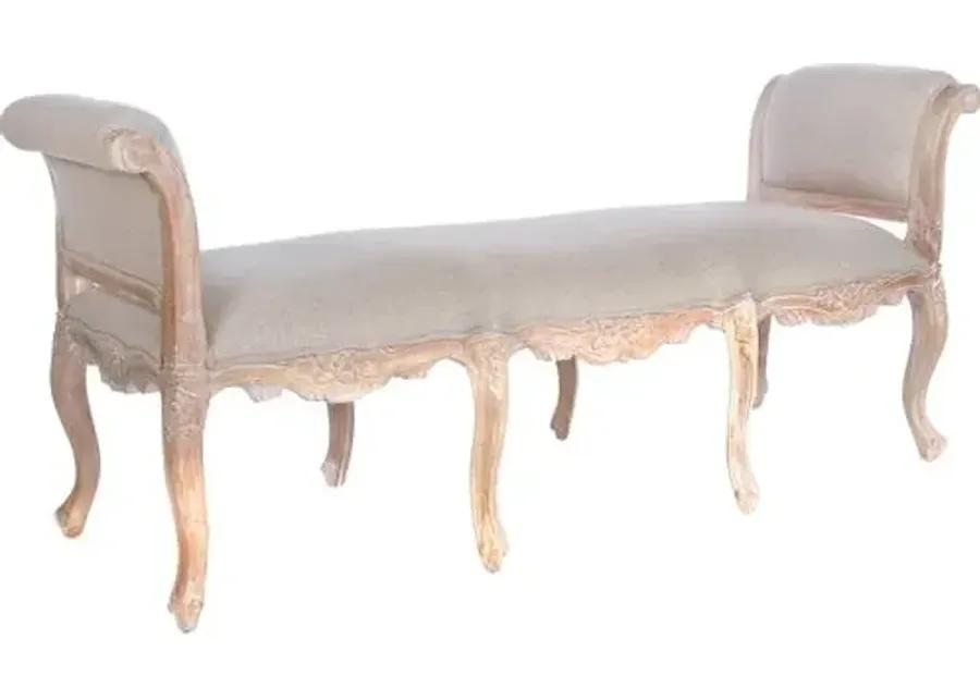 Cecilia Rolled-Arm Bench - Natural - Beige